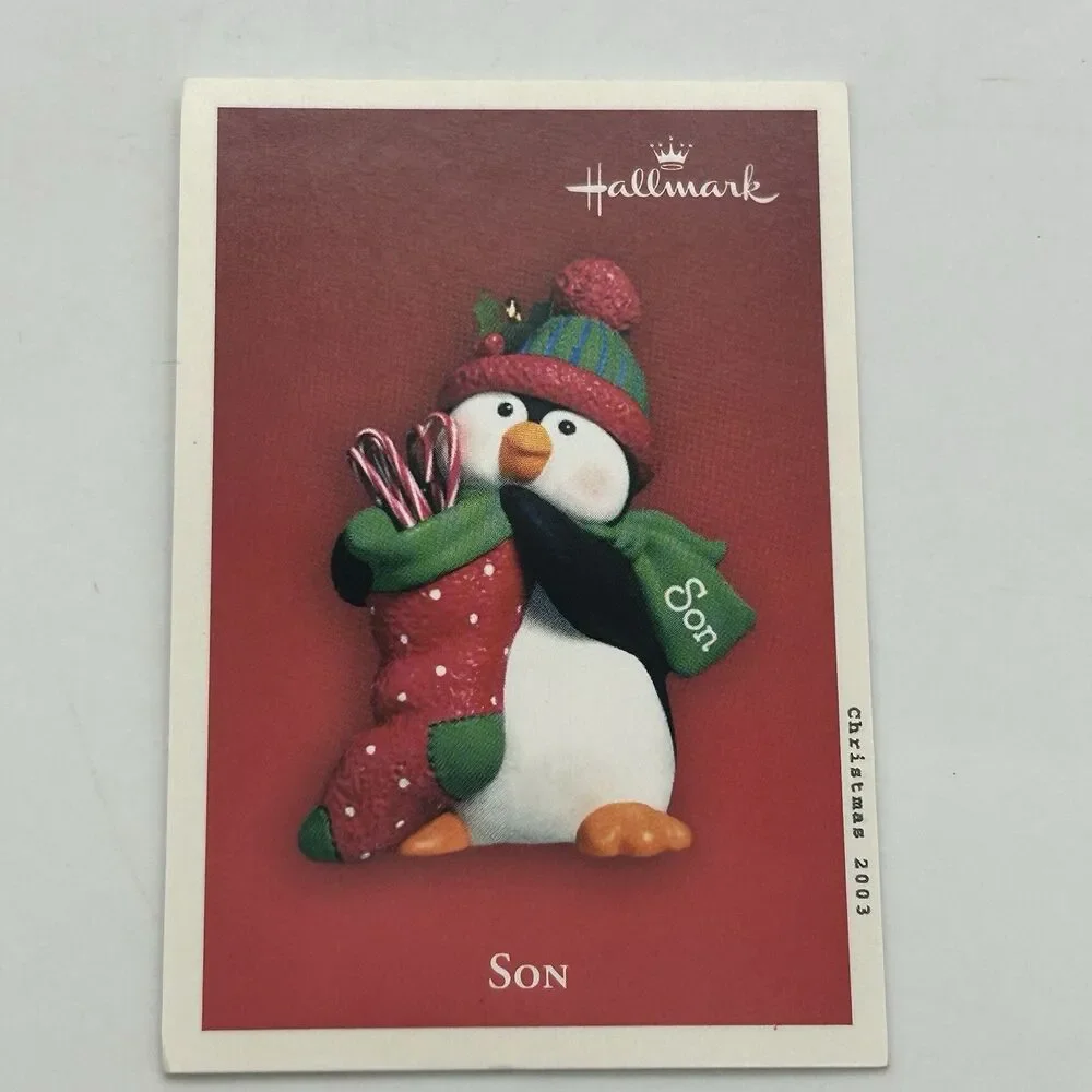 Hallmark Keepsake Ornament Christmas Son Penguin with Stocking Candy Cane 2003